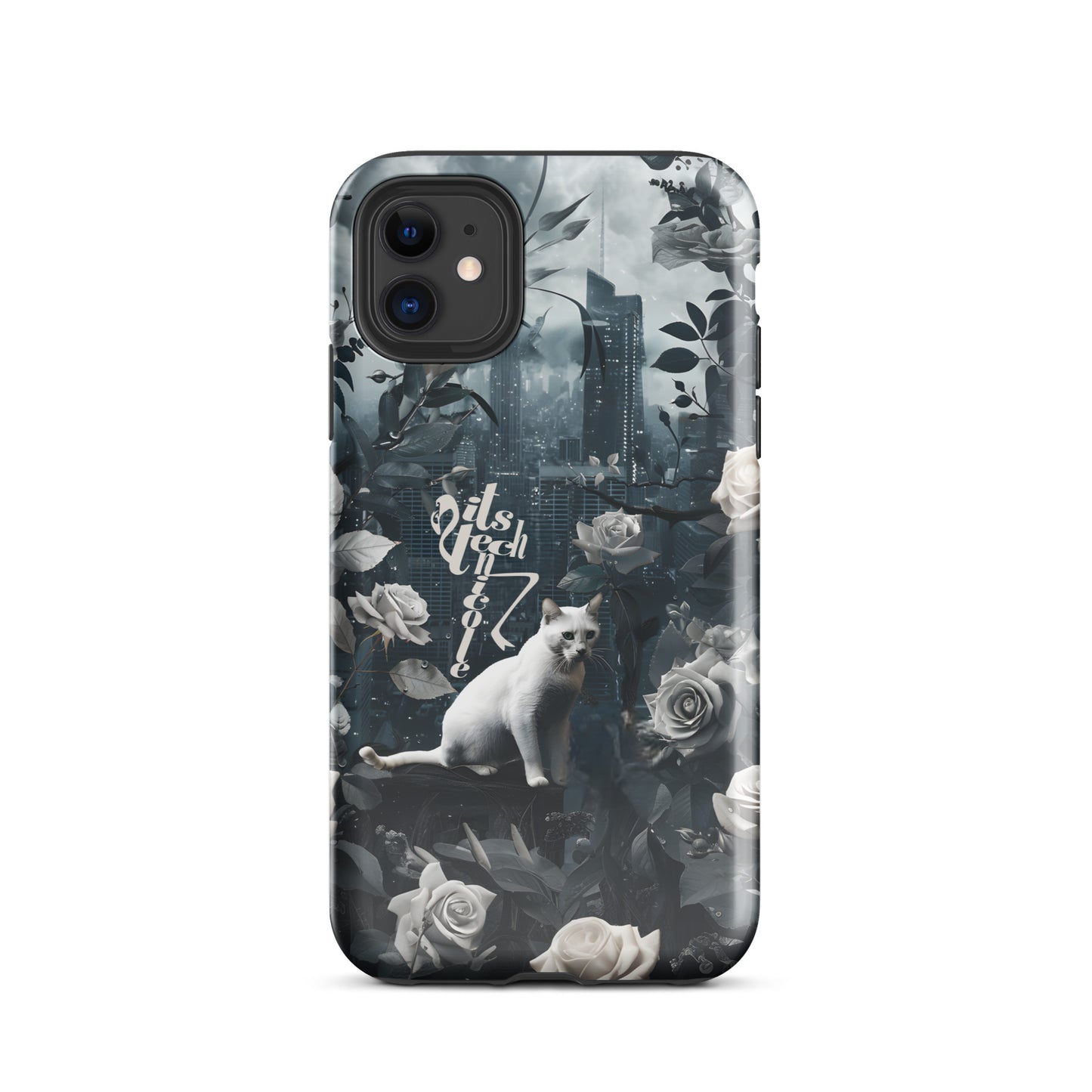 White Cat Rose Aesthetic Tough Case for iPhone®