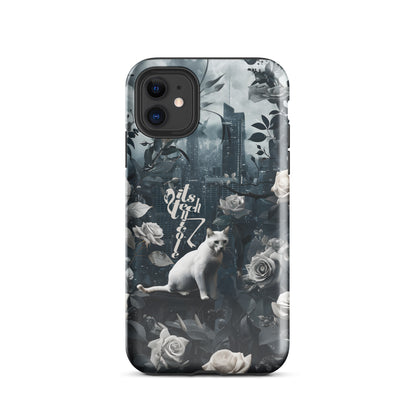 White Cat Rose Aesthetic Tough Case for iPhone®