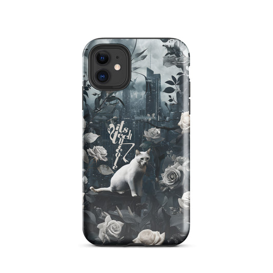 White Cat Rose Aesthetic Tough Case for iPhone®