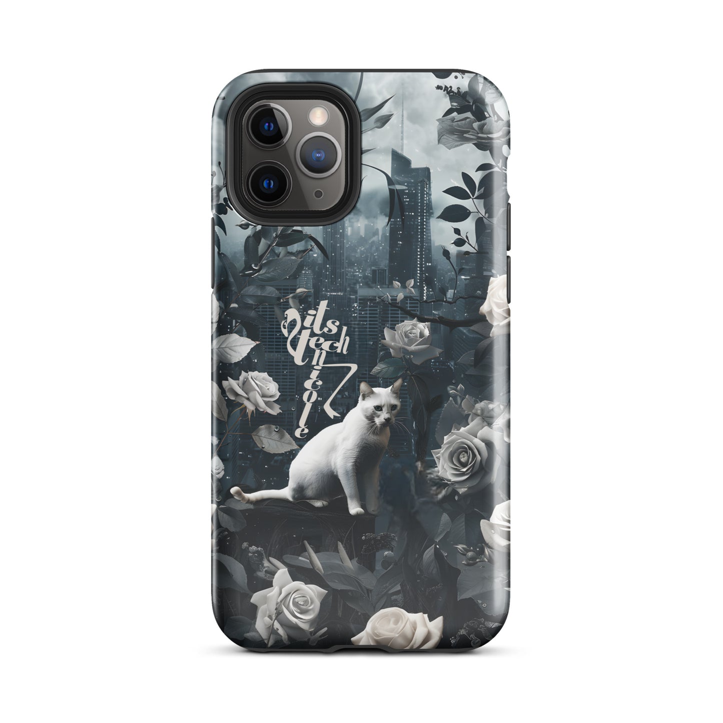 White Cat Rose Aesthetic Tough Case for iPhone®