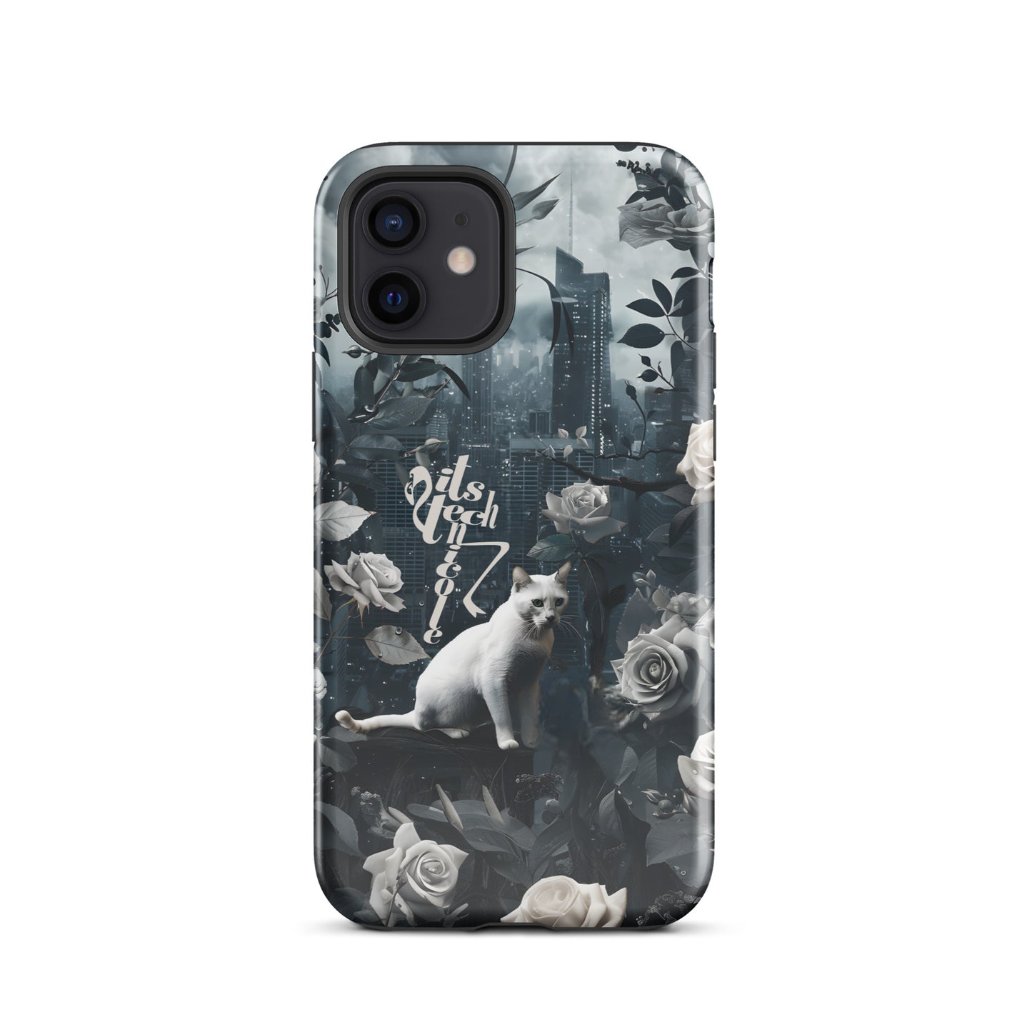 White Cat Rose Aesthetic Tough Case for iPhone®