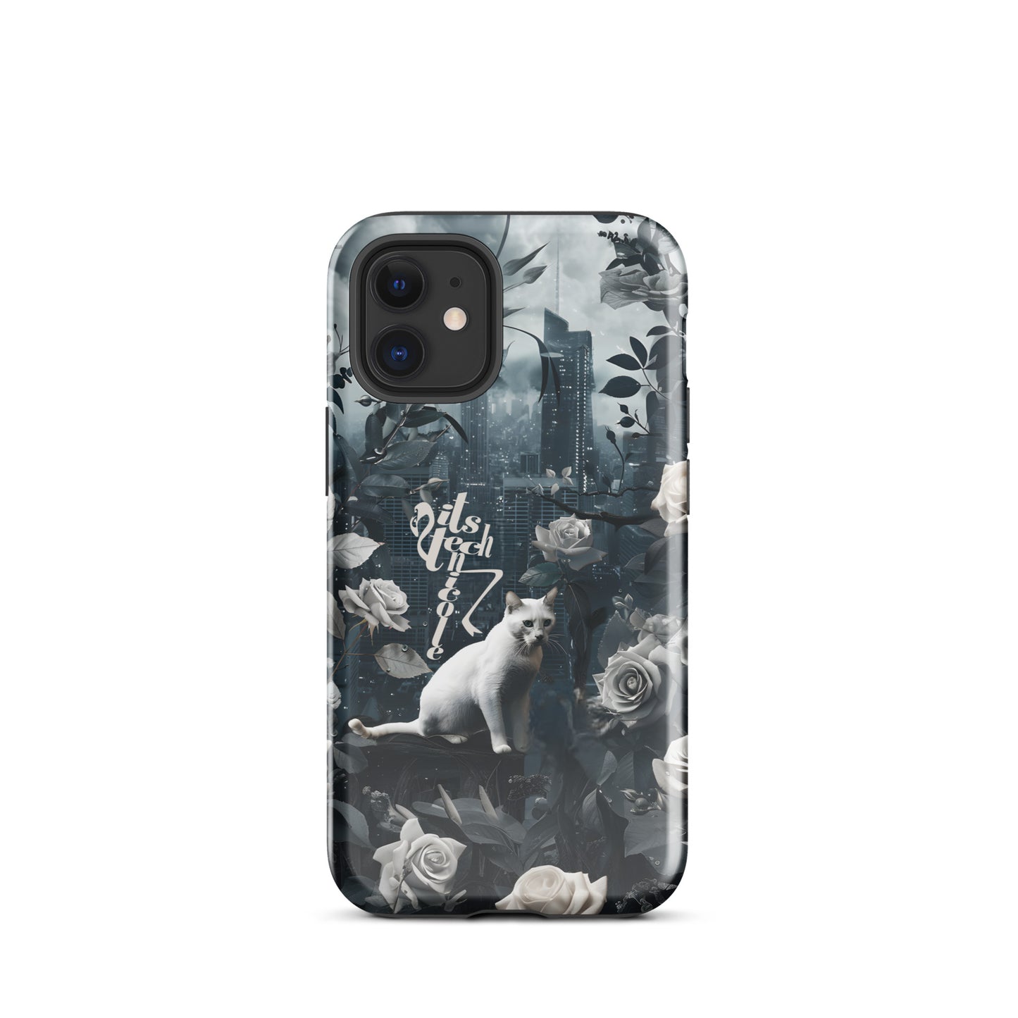 White Cat Rose Aesthetic Tough Case for iPhone®