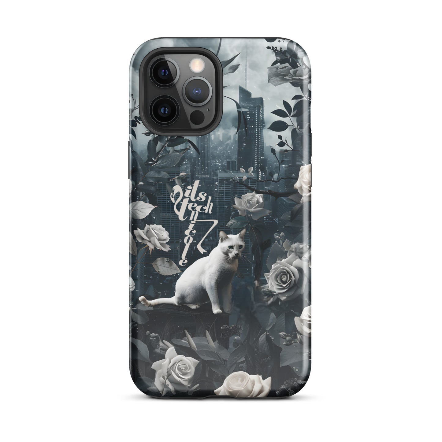 White Cat Rose Aesthetic Tough Case for iPhone®