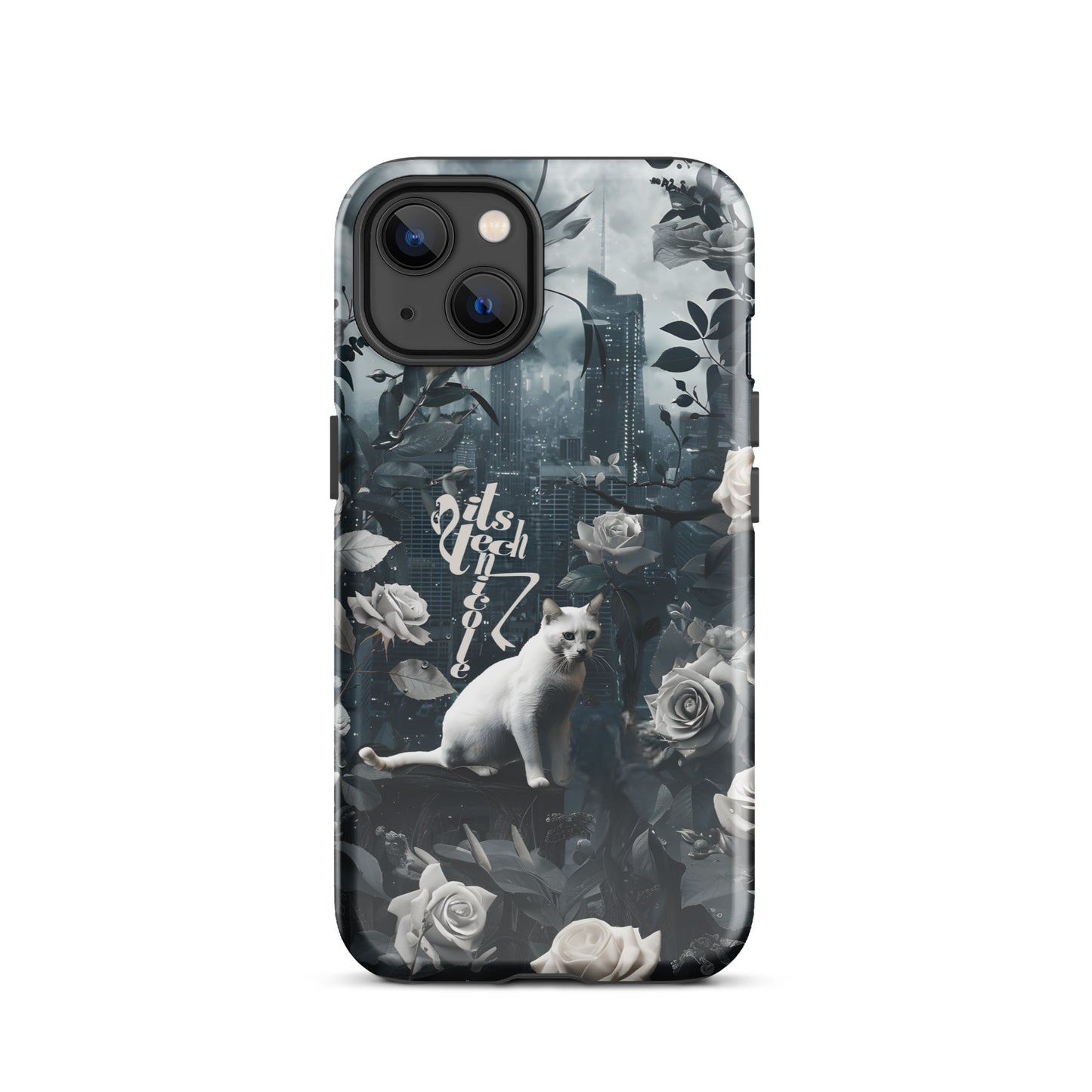 White Cat Rose Aesthetic Tough Case for iPhone®