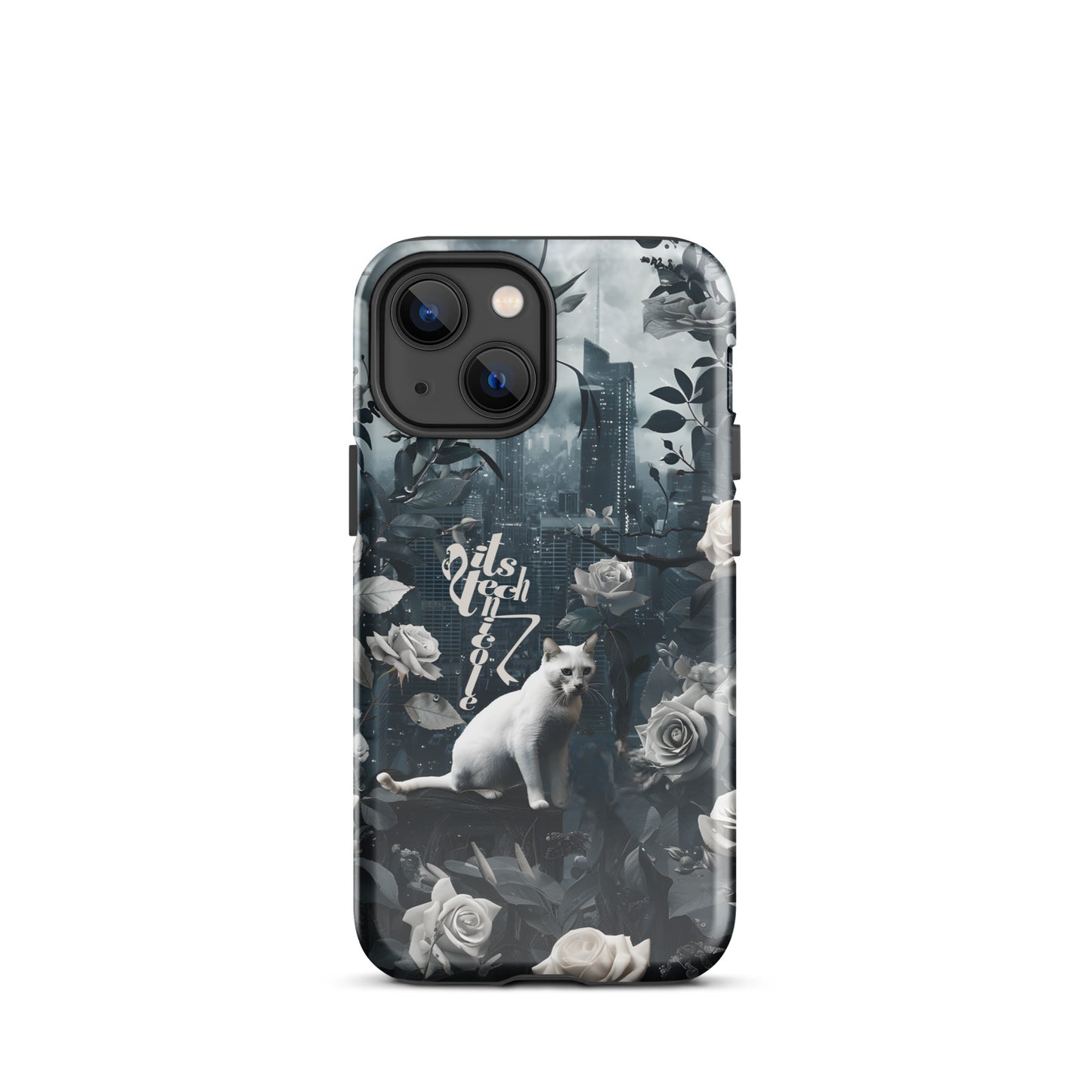 White Cat Rose Aesthetic Tough Case for iPhone®