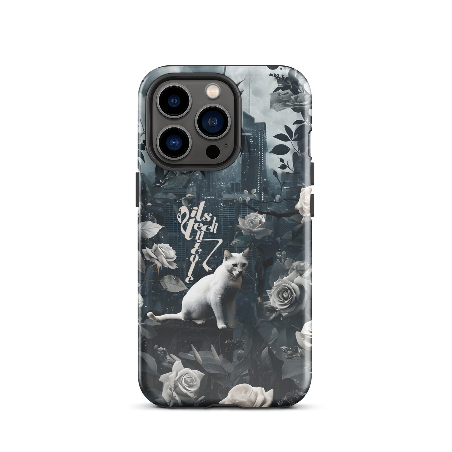 White Cat Rose Aesthetic Tough Case for iPhone®