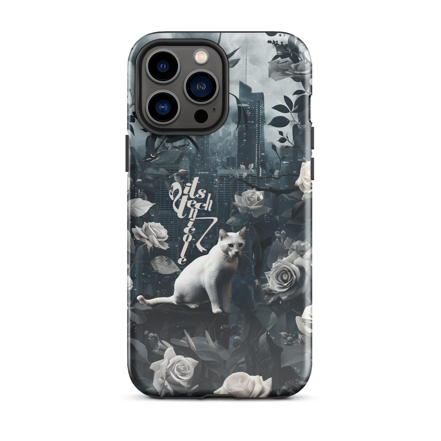 White Cat Rose Aesthetic Tough Case for iPhone®