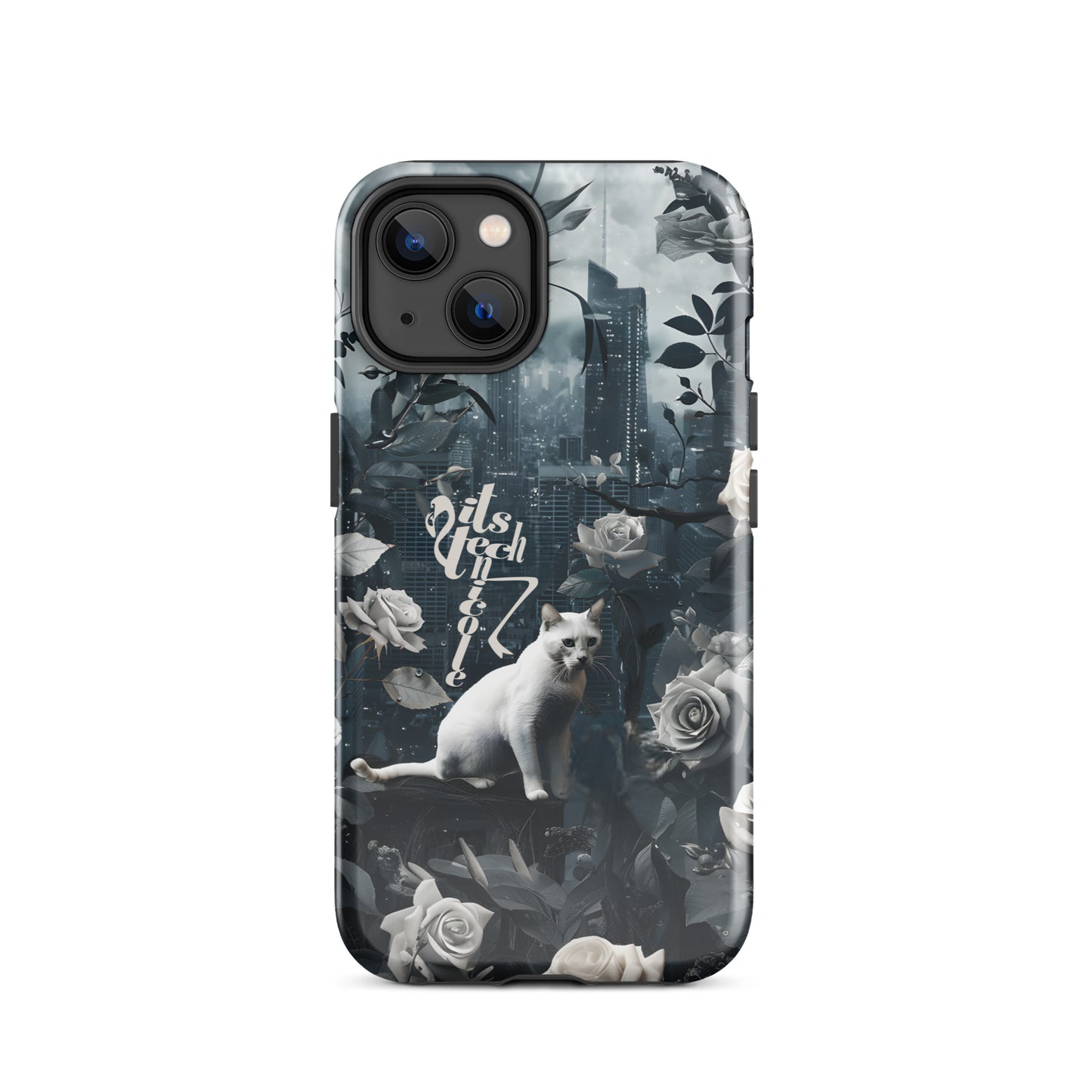 White Cat Rose Aesthetic Tough Case for iPhone®
