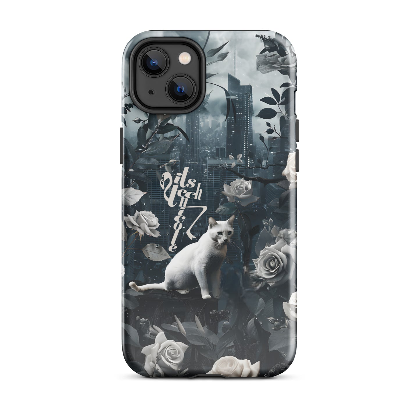 White Cat Rose Aesthetic Tough Case for iPhone®