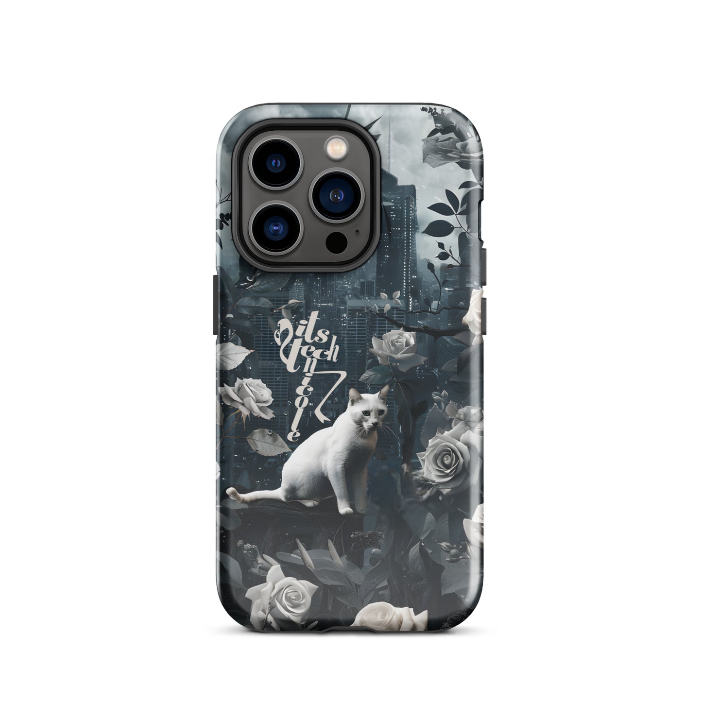 White Cat Rose Aesthetic Tough Case for iPhone®