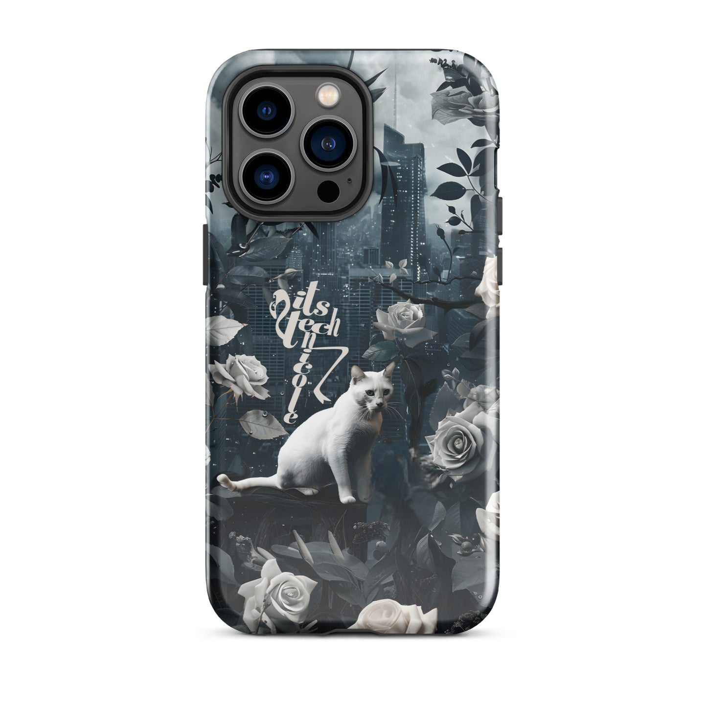 White Cat Rose Aesthetic Tough Case for iPhone®