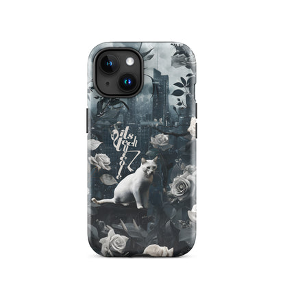 White Cat Rose Aesthetic Tough Case for iPhone®