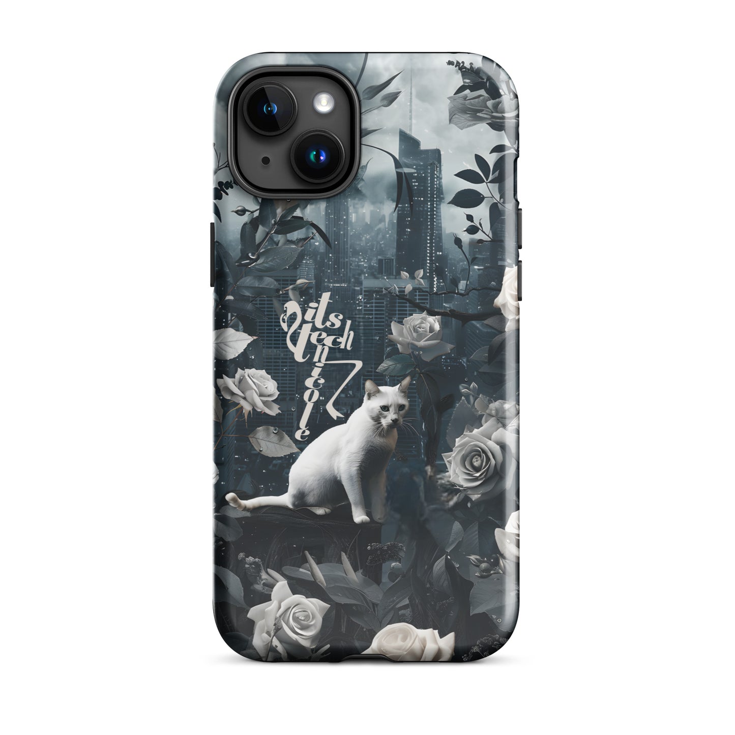 White Cat Rose Aesthetic Tough Case for iPhone®