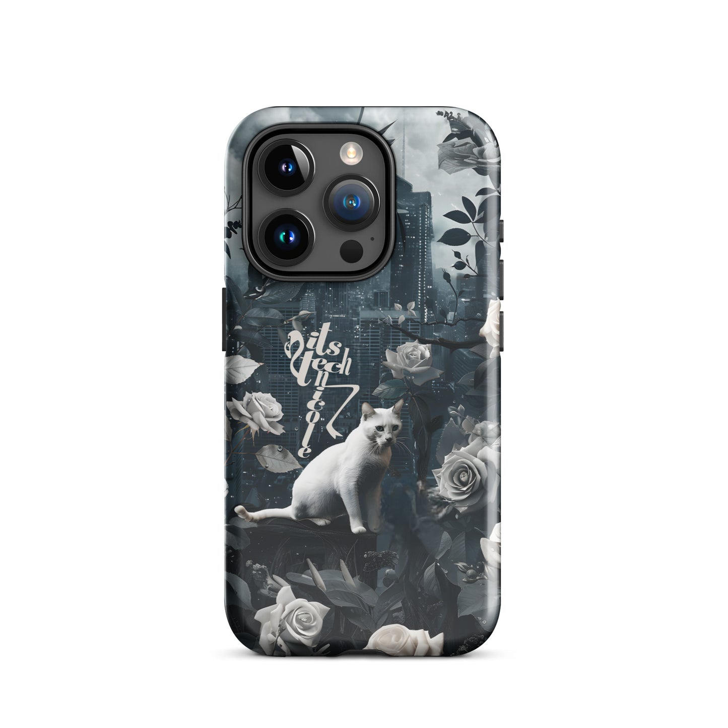White Cat Rose Aesthetic Tough Case for iPhone®