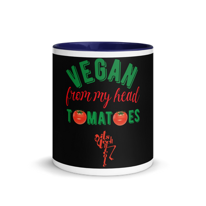 Vegan From My Head Tomatoes Mug with Color Inside