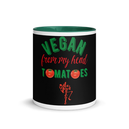 Vegan From My Head Tomatoes Mug with Color Inside