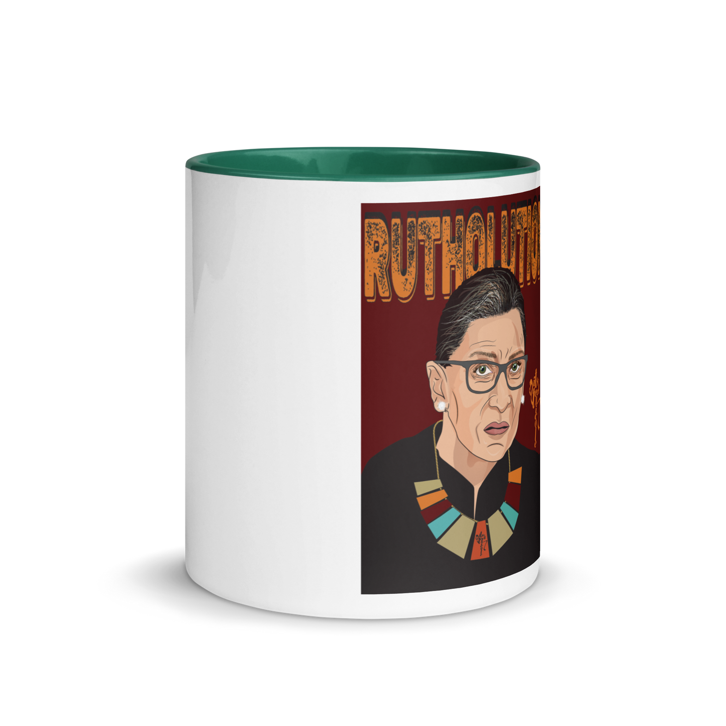 Ruth Bader Ginsburg Tribute Art Mug with Color Inside