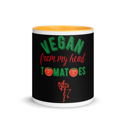 Vegan From My Head Tomatoes Mug with Color Inside