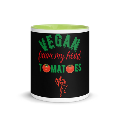 Vegan From My Head Tomatoes Mug with Color Inside