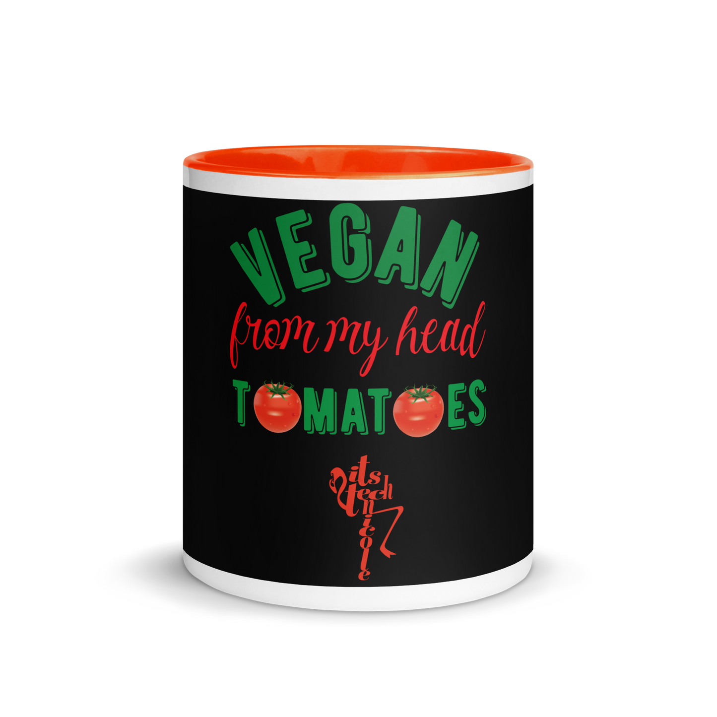 Vegan From My Head Tomatoes Mug with Color Inside