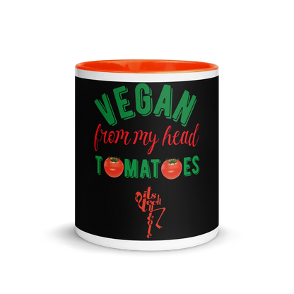 Vegan From My Head Tomatoes Mug with Color Inside