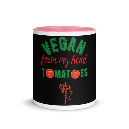 Vegan From My Head Tomatoes Mug with Color Inside