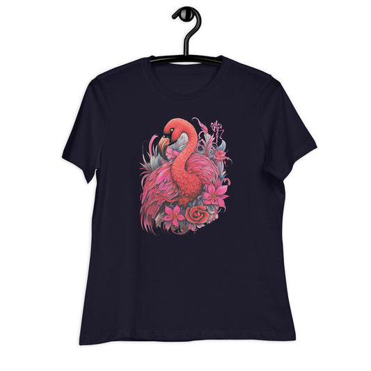 Flamingo Floral Zentangle Women's Relaxed T-Shirt