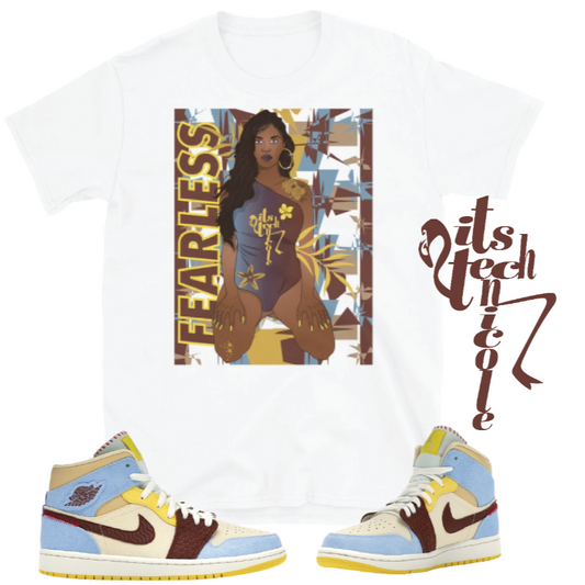 Art Inspired by Jordan 1 Mid SE Fearless Maison Chateau Rouge, Series 2 Short-Sleeve Unisex T-Shirt