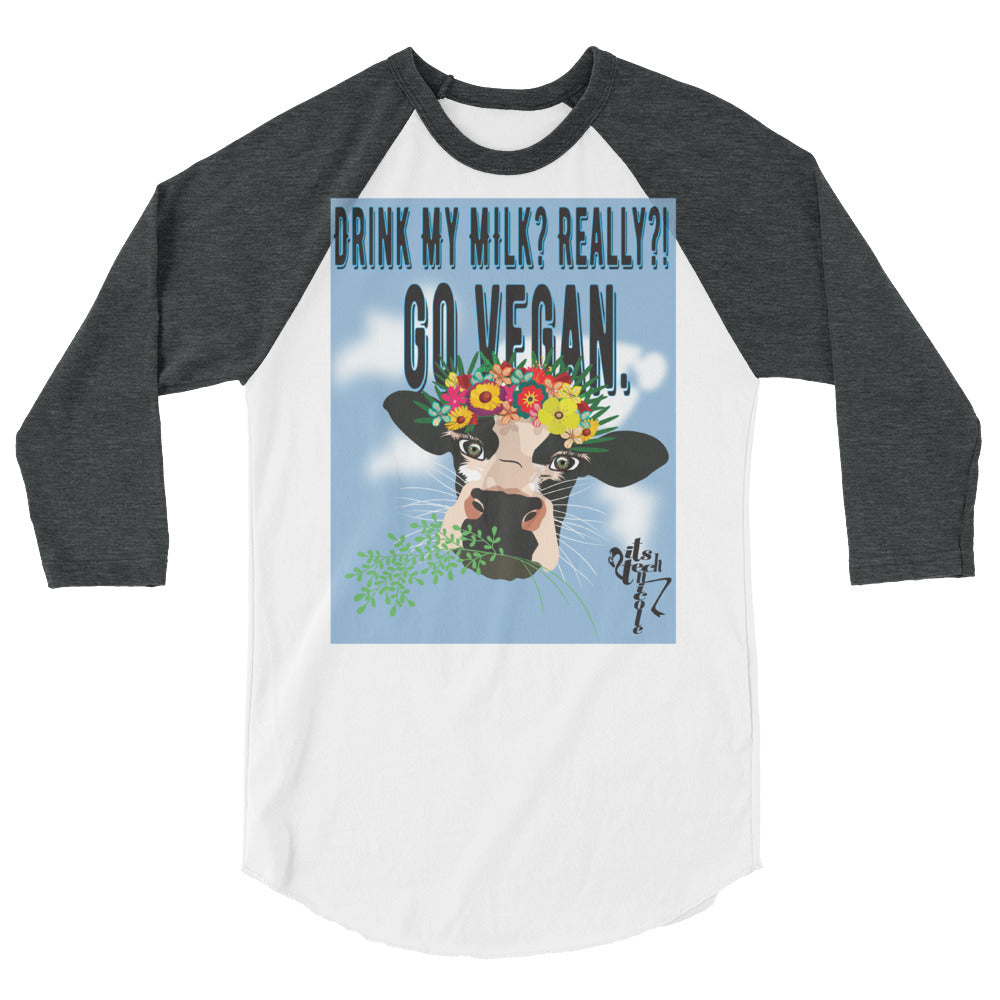 Go Vegan 3/4 sleeve raglan shirt