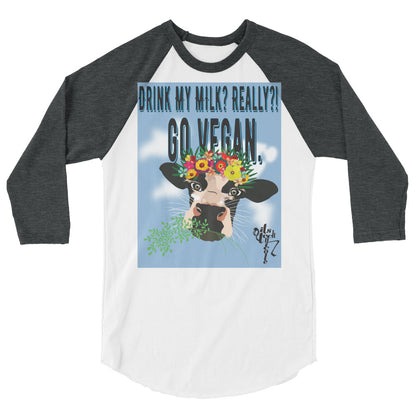 Go Vegan 3/4 sleeve raglan shirt