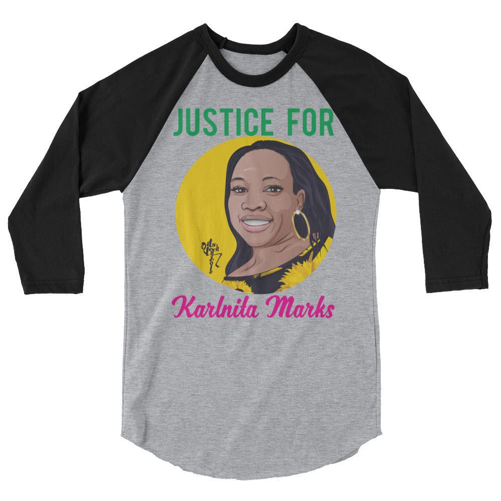 Justice for Karlnita Marks 3/4 sleeve raglan shirt