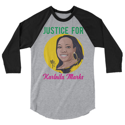 Justice for Karlnita Marks 3/4 sleeve raglan shirt