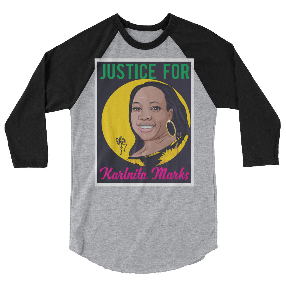 Justice for Karlnita Marks 3/4 sleeve raglan shirt