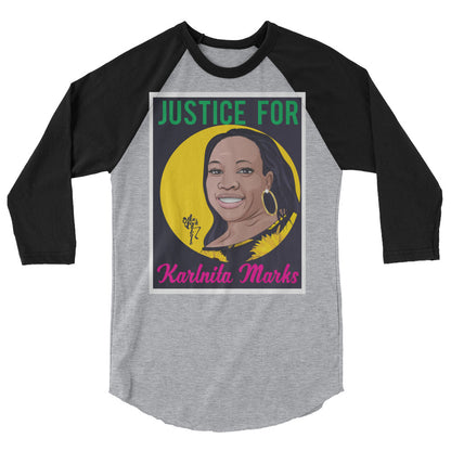 Justice for Karlnita Marks 3/4 sleeve raglan shirt
