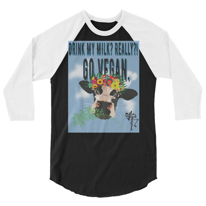 Go Vegan 3/4 sleeve raglan shirt