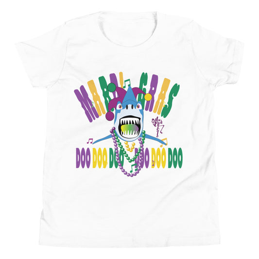 Mardi Gras Shark Youth Short Sleeve T-Shirt