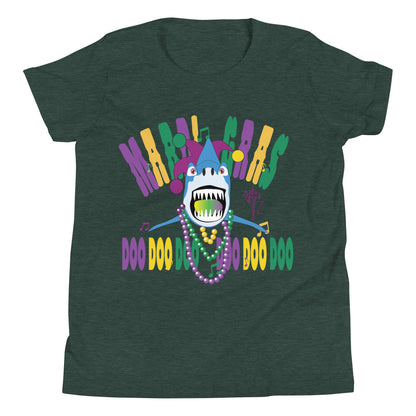 Mardi Gras Shark Youth Short Sleeve T-Shirt