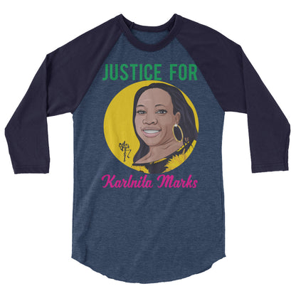 Justice for Karlnita Marks 3/4 sleeve raglan shirt