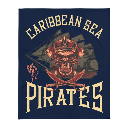 Caribbean Sea Pirates Throw Blanket