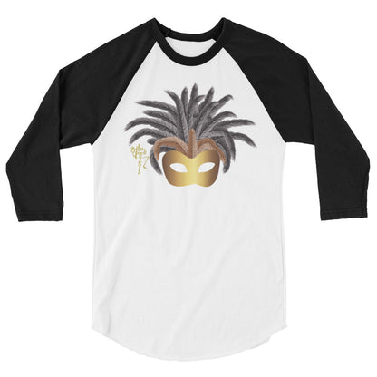 Mardi Gras Gold Mask 3/4 sleeve raglan shirt