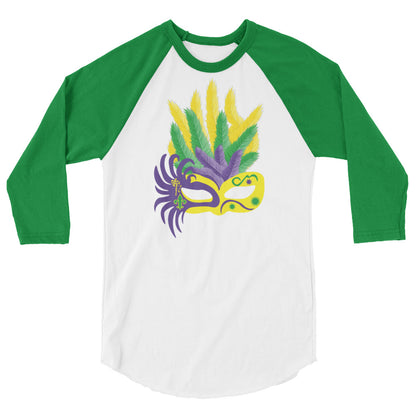 Mardi Gras Mask 3/4 sleeve raglan shirt