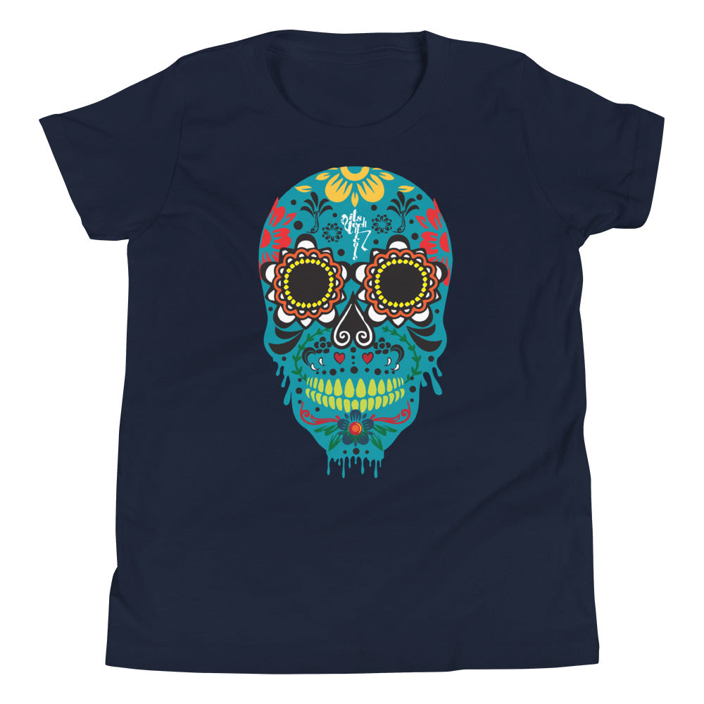 Dia de los Muertos Azul Youth Short Sleeve T-Shirt