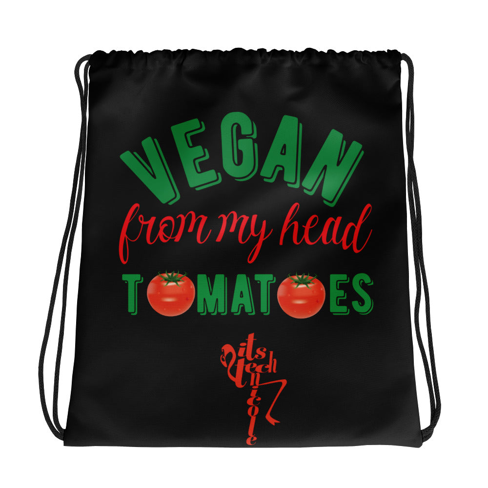Vegan From My Head Tomatoes Drawstring bag