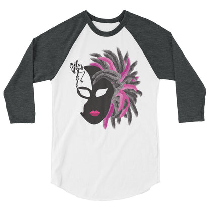 Mardi Gras Noir Mask 3/4 sleeve raglan shirt