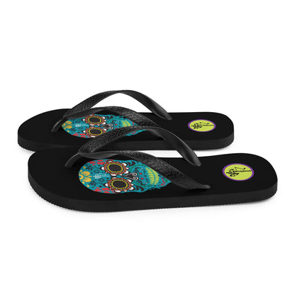 Dia de los Muertos Azul Flip-Flops
