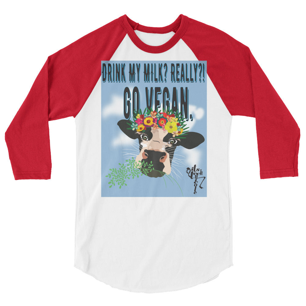Go Vegan 3/4 sleeve raglan shirt