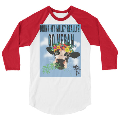 Go Vegan 3/4 sleeve raglan shirt
