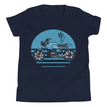 Motorcycle (Blue) Youth Short Sleeve T-Shirt