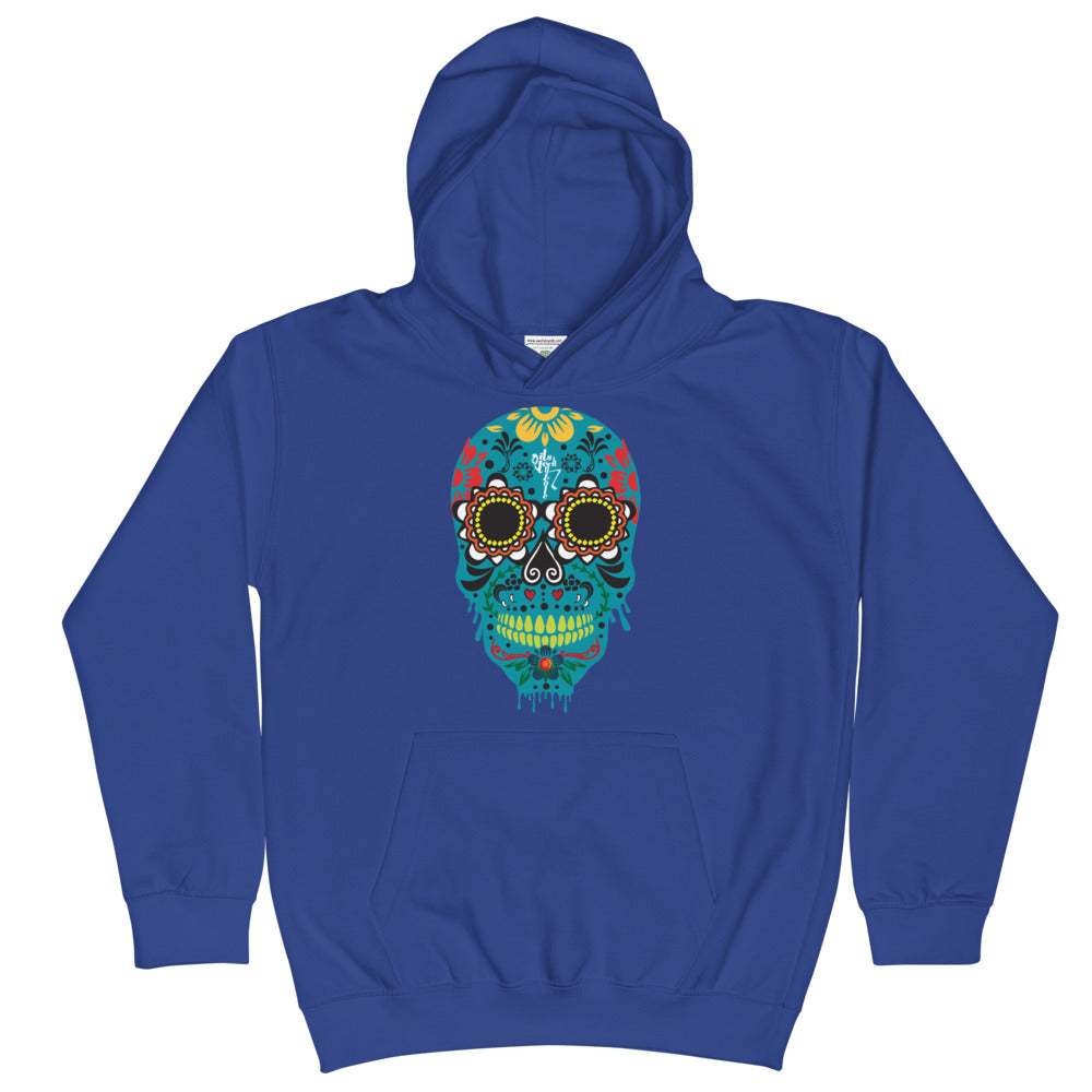 Dia de los Muertos Azul Kids Hoodie