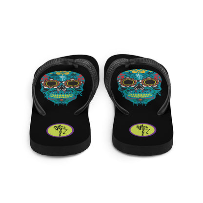 Dia de los Muertos Azul Flip-Flops